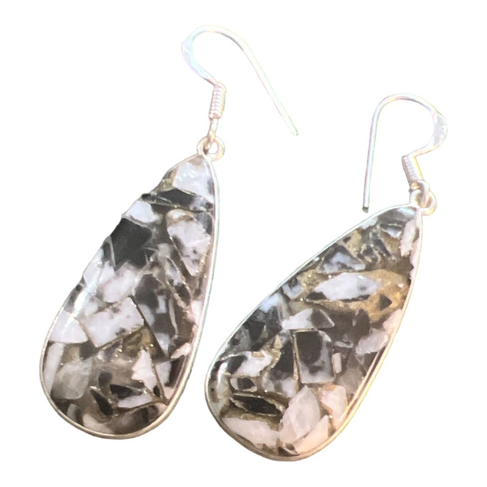 1990’s / Y2K Copper White Buffalo Turquoise Sterling Silver Earrings, Deadstock